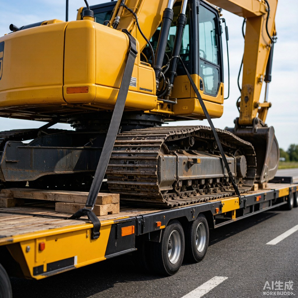 挖掘机装车固定标准：四点绑扎与履带垫木的正确做法